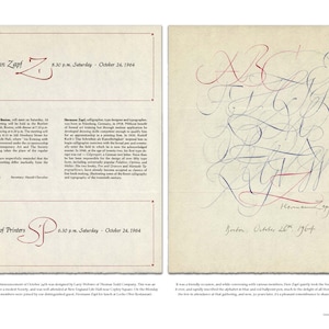 Hermann Zapf Calligraphy / Society of Printers Broadside image 1