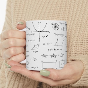 Math Equation Mug | Ceramic Coffee Cup with Math Design l Custom Color Math Mug l STEM Ceramic Mug Math Lover Gift