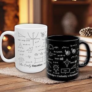 Personalized Math Equation Mug | Custom Math Ceramic Mug Black & White l Math Formula Cup l Math Mug for Teacher, Student, STEM, Math Lover