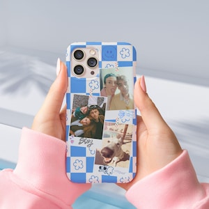 Custom Photo iPhone Case Polaroid Checkboard Phone Case for iPhone 16, 15, 14, 13, 12 & Samsung S24, S23, S22 - Personalized Photo Gift Case