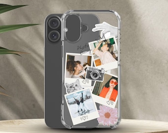 Polaroid Scrapbook Phone Case iPhone with Custom Photo Clear Case Magnetic Personalized Paper Scrapbook Photo iPhone 14, 15, 16 & 17 Case