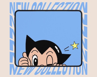 Podkładka pod mysz Astroboy | Japońska podkładka pod mysz do gier | Estetyka gier retro z lat 90. | Wystrój akademika | Prezenty technologiczne | Akcesoria komputerowe