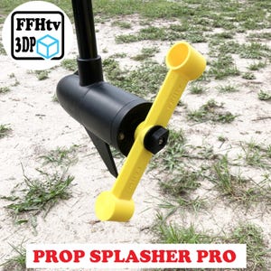 May include: A black trolling motor with a yellow Prop Splasher Pro attachment. The yellow attachment has the text "FFHtV" printed on it. The image also includes the logo "FFHtv 3DP".