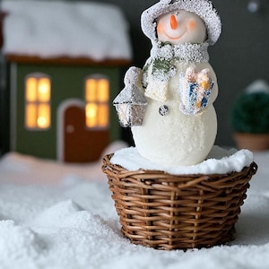 Light Up Snowman Figurine – Resin LED Christmas Decoration | Glowing Indoor Snowman for Festive Holiday Décor