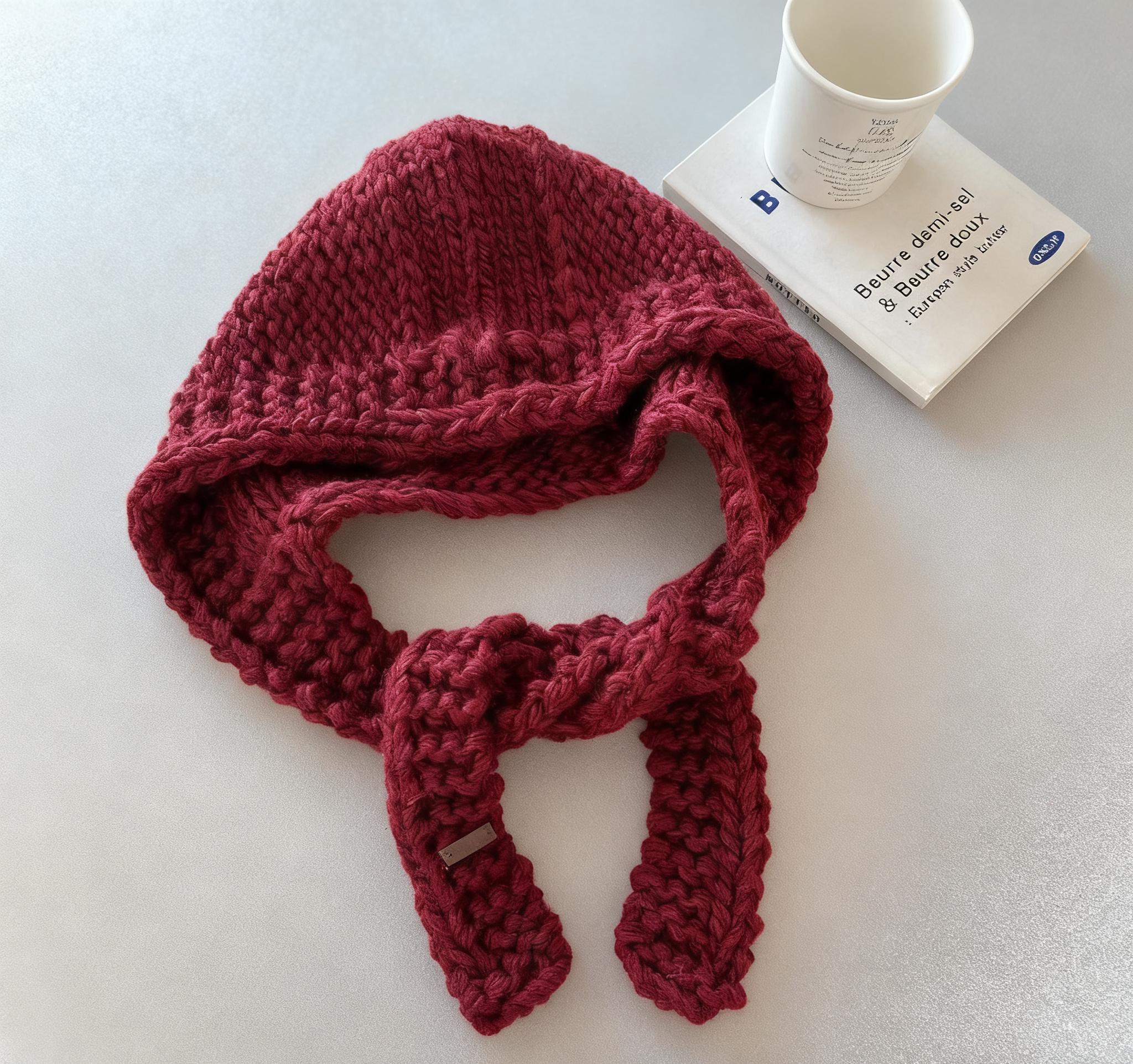 Red Crochet Bonnet with Gold Lurex - Handmade Mohair and Acrylic Swipe left to see some details of my crochet bonnet  main image 3