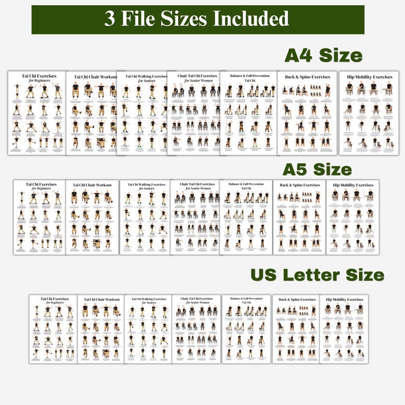 Tai Chi Bundle Printable Exercises for Beginners | Chair Tai Chi PDF ...