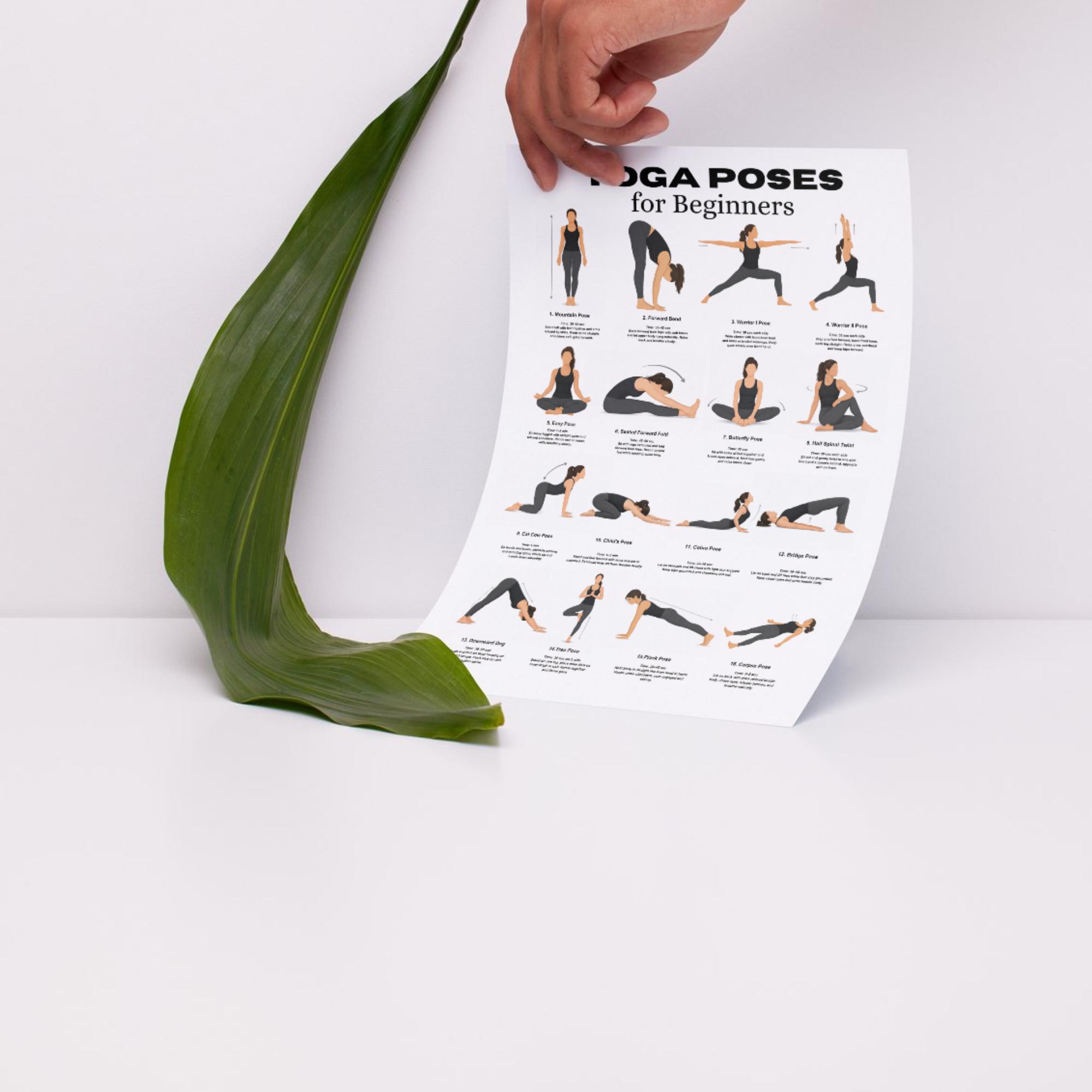 Yoga Poses for Beginners Printable, Beginner Yoga Chart PDF, 16 Asanas ...