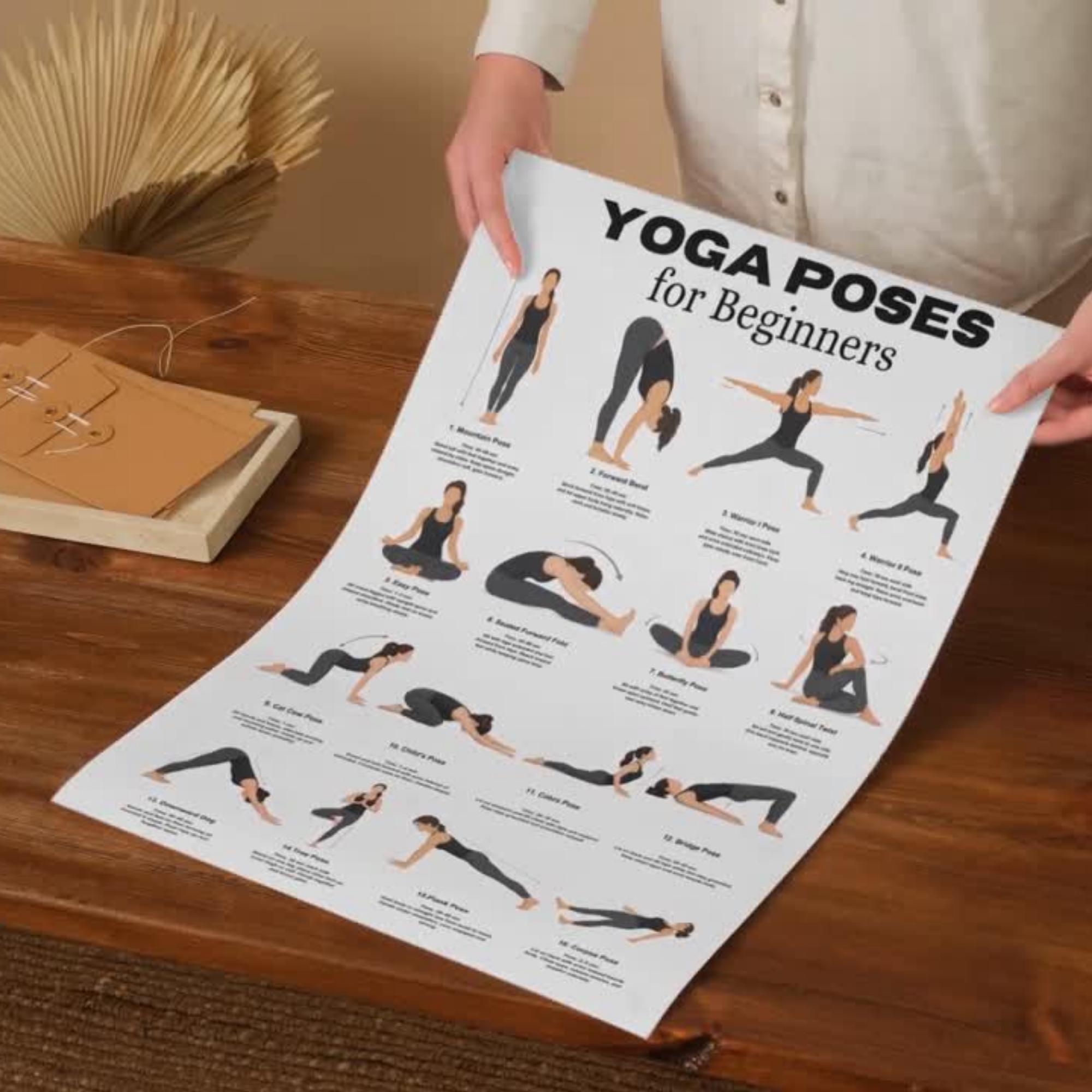 Yoga Poses for Beginners Printable, Beginner Yoga Chart PDF, 16 Asanas ...