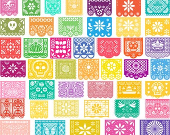 Pakiet Papel Picado SVG, Fiesta Banner clipart (pobieranie cyfrowe)