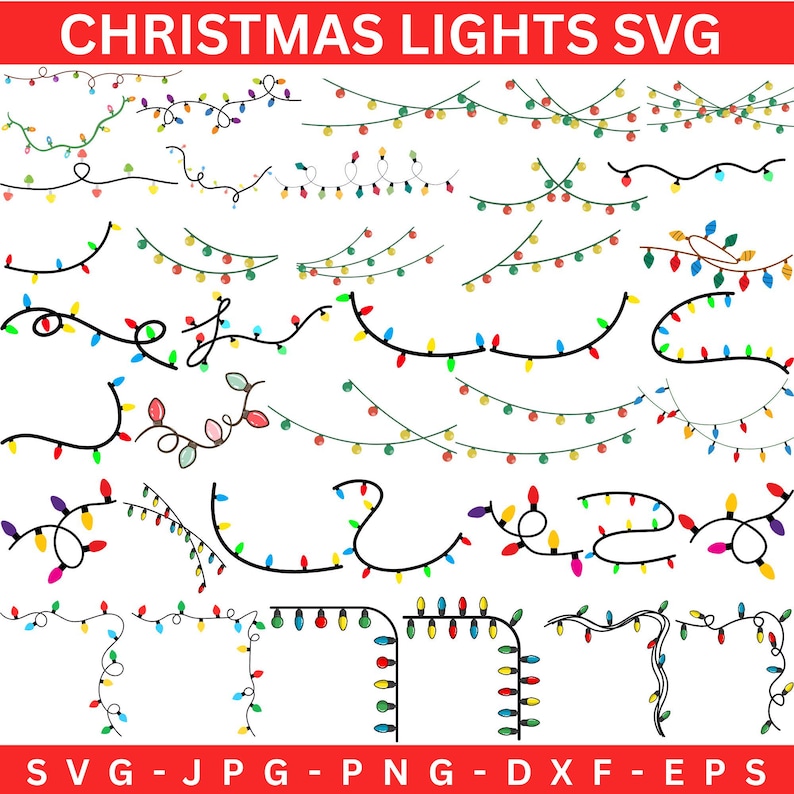 Christmas Lights SVG Bundle, Seamless Patterns (instant Download) - Etsy