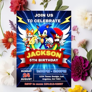 Sonic Editable Birthday Invitation,Hedgehog Party Invitation Template Printable,Super Sonic Party Invitation,For Boy and Girl invitation