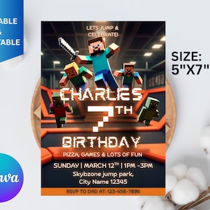Trending Birthday Party Invitation Canva Template,Gamer Birthday Card Template,Editable in Canva Invite Instant Download,Video Game Card