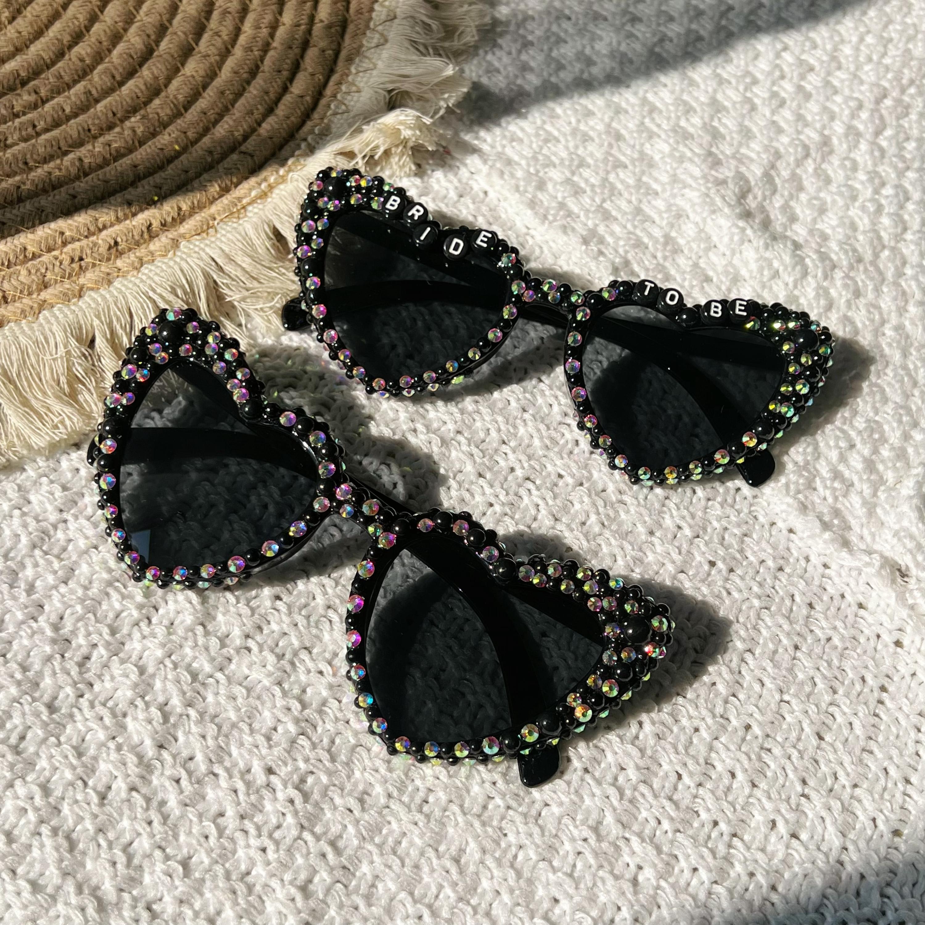 Embellished evil eye Crystal Fringe Sunglasses - Gold & Black Rhinestone Fringe Glasses - Etsy main image 2