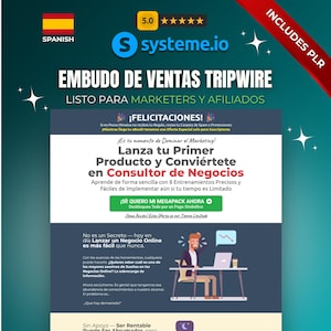 Systeme.io Tripwire Funnel | Template in Spanish | Plug & Play System | Includes 8 PLR Courses | Landing Page | PLR Digital Products