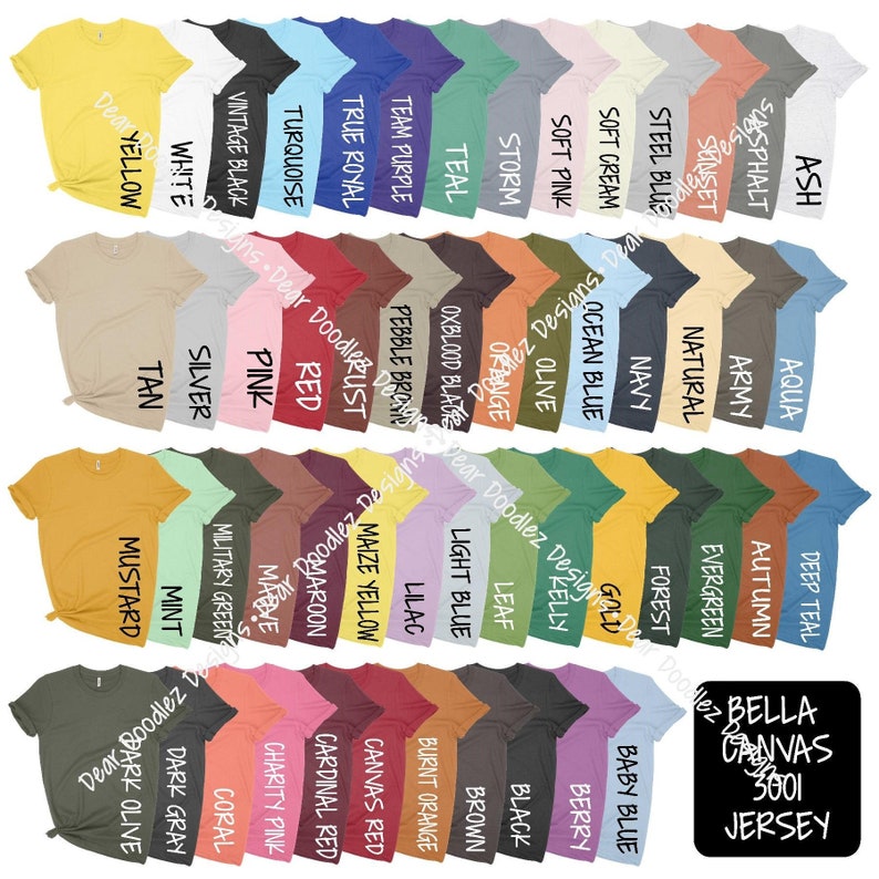 Download Set of 2 Bella Canvas 3001 Color Charts Heather and Jersey ...