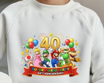 Super Mario Party 40th Sweatshirt | Mario Luigi Yoshi Crewneck | Anniversary Gamer Style