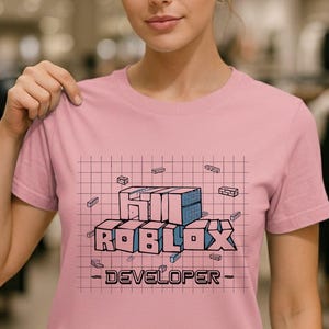 Roblox Developer Shirt | Coding Gamer Tee | Dark Tech Grid Style