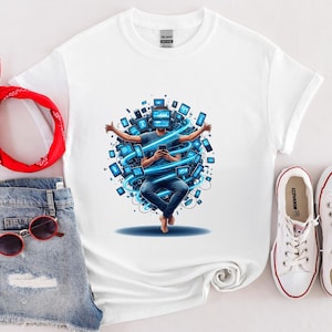 Cyberpunk T-Shirt Transfer: Digital Nomad Tech Design, Ready To Press