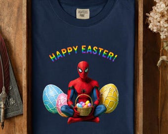 Spider-Man Happy Easter Shirt, Spidey Easter Basket Tee, Kids Holiday Apparel