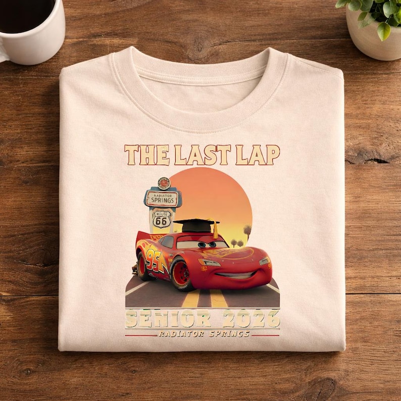 Lightning McQueen Senior 2026 Shirt, The Last Lap Graduation Tee, Cars Movie Grad Shirt, Racing Senior Outfit, Cartoon Grad Tee bild 4