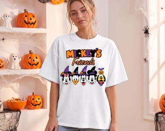 Mickey Mouse Halloween Shirt, Witch Hat Disney Tee, Orange Text Halloween Shirt, Mickey Mouse Friends Tee, Disney Family Halloween Tee