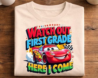 Lightning McQueen Speed Shirt | Watch Out 1st Grade Tee | Racing Car School Outfit