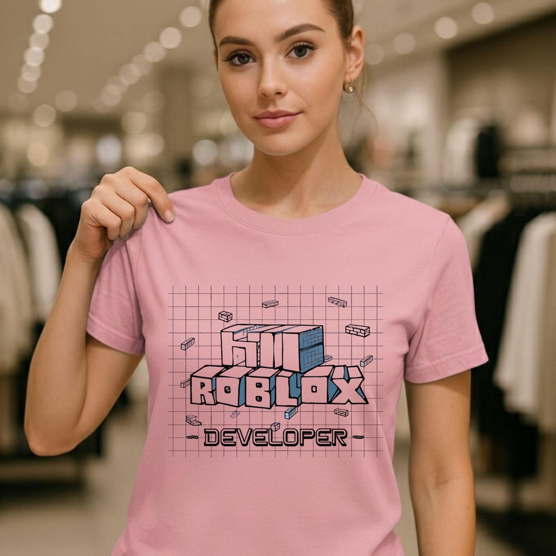 Roblox Developer Shirt Coding Gamer Tee Dark Tech Grid Style Etsy Il Ae1x 