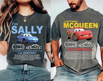 Vintage Cars Matching Couple T-Shirt: Lightning McQueen & Sally