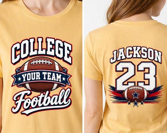 Custom Football Shirt  | Personalized Game Day Tee | Varsity Team Number Top