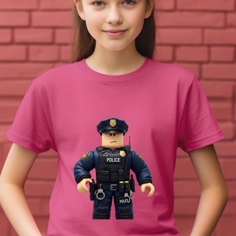 Roblox Police Officer T Shirt Law Enforcement Gamer Tee Etsy Il J8tp 