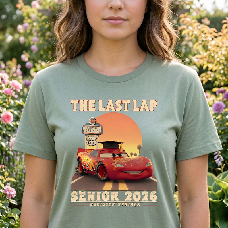 Lightning McQueen Senior 2026 Shirt, The Last Lap Graduation Tee, Cars Movie Grad Shirt, Racing Senior Outfit, Cartoon Grad Tee bild 11