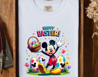 Mickey Mouse Easter Shirt | Disney Bunny Egg Hunt Tee | Kids Spring Graphic