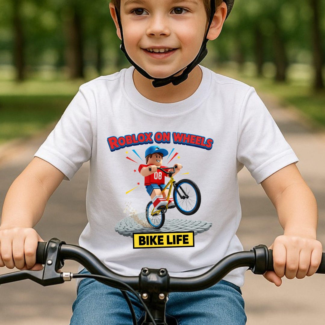 Roblox Bike Life Shirt Gamer On Wheels Youth Tee Virtual World BMX Il Gd98 