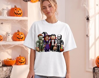 Monsters Halloween Shirt, 3D Render Monsters Tee, Spooky Jack O Lantern Monsters Shirt, Green Purple Black Monsters Tee, Unisex Monsters Tee