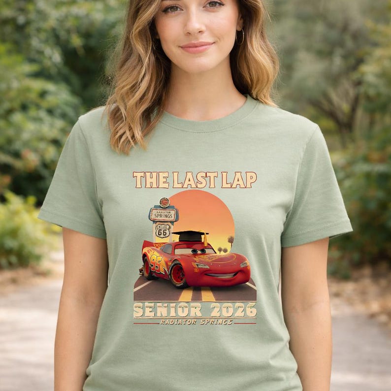 Lightning McQueen Senior 2026 Shirt, The Last Lap Graduation Tee, Cars Movie Grad Shirt, Racing Senior Outfit, Cartoon Grad Tee bild 3