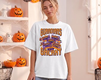 Awesome Mix Tape Halloween Shirt, Spooky Retro Stacked Cassette Tapes, Orange Purple Bats and Stars, Guardians of the Galaxy Shirt