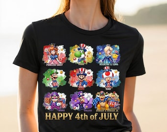 Mario and Friends 4th of July Shirt | Patriotic Nintendo Characters Independence Day Tee