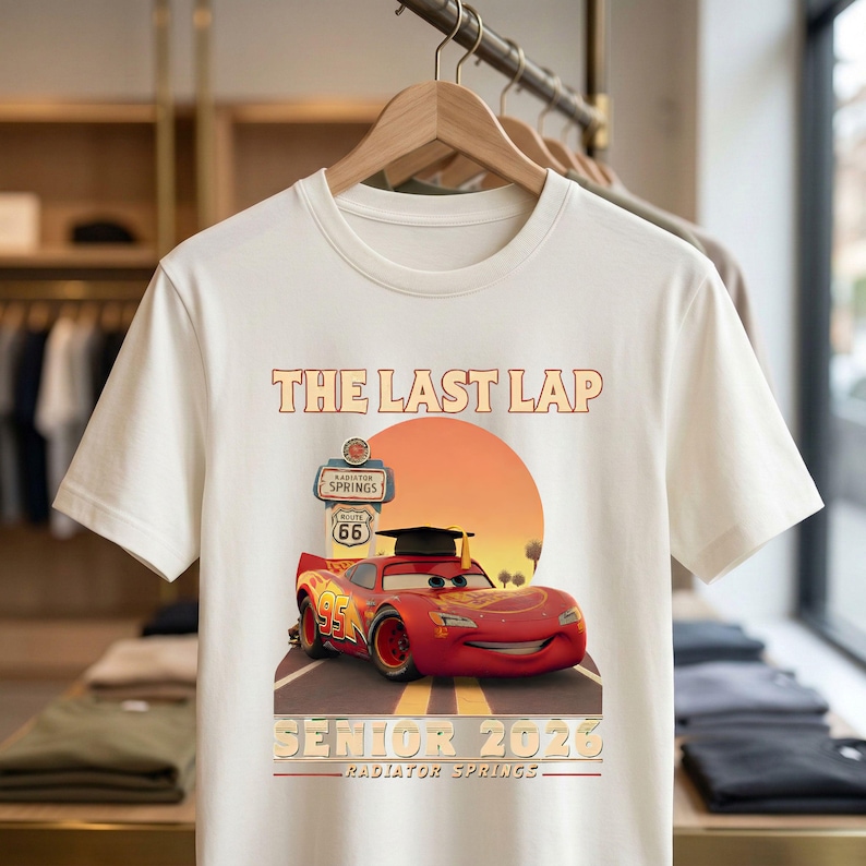 Lightning McQueen Senior 2026 Shirt, The Last Lap Graduation Tee, Cars Movie Grad Shirt, Racing Senior Outfit, Cartoon Grad Tee bild 10