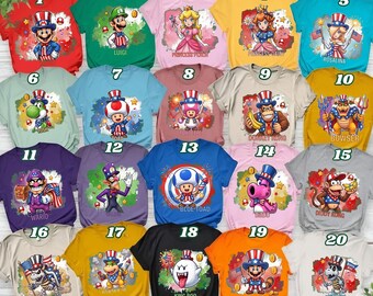 Super Mario Family 4th of July Shirt, Super Mario Character Shirt,Super Mario Birthday Party Shirt,USA Gamer Gift