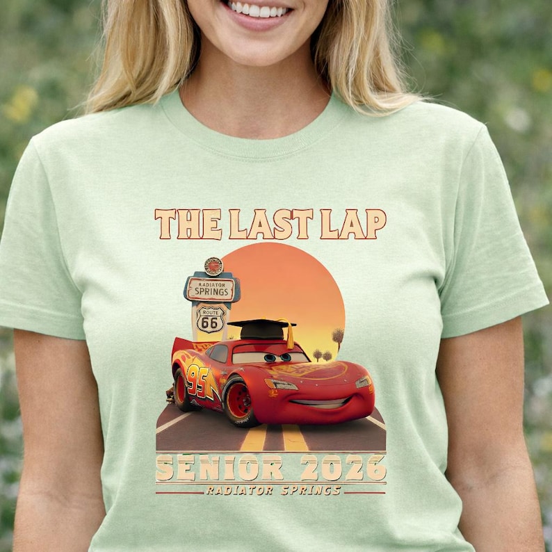 Lightning McQueen Senior 2026 Shirt, The Last Lap Graduation Tee, Cars Movie Grad Shirt, Racing Senior Outfit, Cartoon Grad Tee bild 6