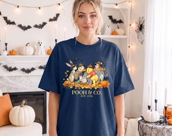 Winnie the Pooh Halloween Shirt, Vintage Pooh Witch Hat Tee, Orange Autumn Leaves Tee, Disney Spooky Cute Pooh Shirt, Pooh Est 1926 Tee