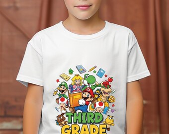 Mario Third Grade Back To School T-Shirt: Gaming Student Apparel