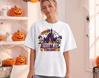 Mickey Mouse Halloween Shirt, Disney Animal Kingdom Halloween Shirt, Purple Orange Haunted Castle Tee, Spooky Witch Hat Mickey Mouse Tee