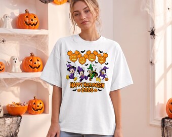 Mickey Mouse Halloween 2026 Shirt, Witch Hat Pumpkin Balloon Tee, Orange Purple Festive Graphic, Disney Halloween Shirt, Disney Trip Shirt