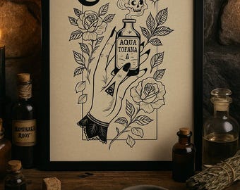 Gothic Blackwork Tattoo Flash Sheet – Dark Remedies, Witchy Poisons (Digital Download)