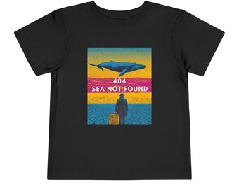 Neon Synthwave Whale Tee 404 SEA NOT FOUND Whale Tee - Funny Error T-Shirt, Coder Humor, Retro Sunset