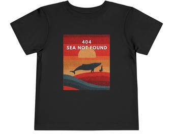 Vintage Desert Whale Poster Tee 404 SEA NOT FOUND Whale Tee - Funny Error T-Shirt, Coder Humor, Retro Sunset