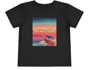 Pastel Watercolor Whale Shirt 404 SEA NOT FOUND Whale Tee - Funny Error T-Shirt, Coder Humor, Retro Sunset