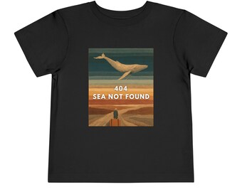Vintage Desert Whale Poster Tee 404 SEA NOT FOUND Whale Tee - Funny Error T-Shirt, Coder Humor, Retro Sunset