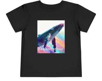 Neon Synthwave Whale Tee 404 SEA NOT FOUND Whale Tee - Funny Error T-Shirt, Coder Humor, Retro Sunset